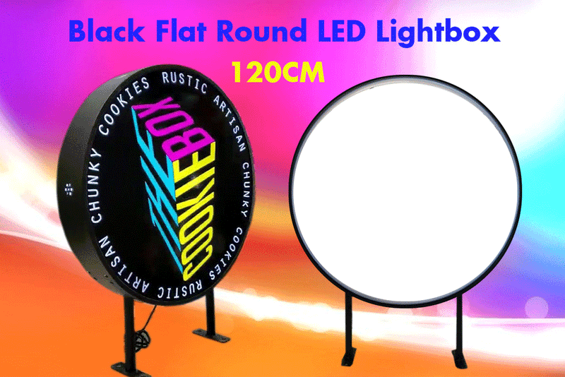 120cm Flat Black Round LED Light box