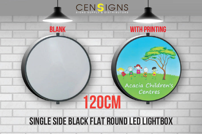 120cm Black Flat Round LED Lightbox