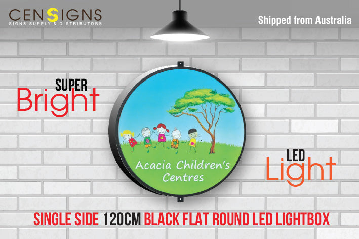 120cm Black Flat Round LED Lightbox