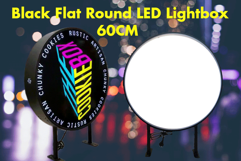 60cm Flat Black Round LED Light box