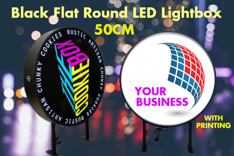 50cm Flat Black Round LED Light box