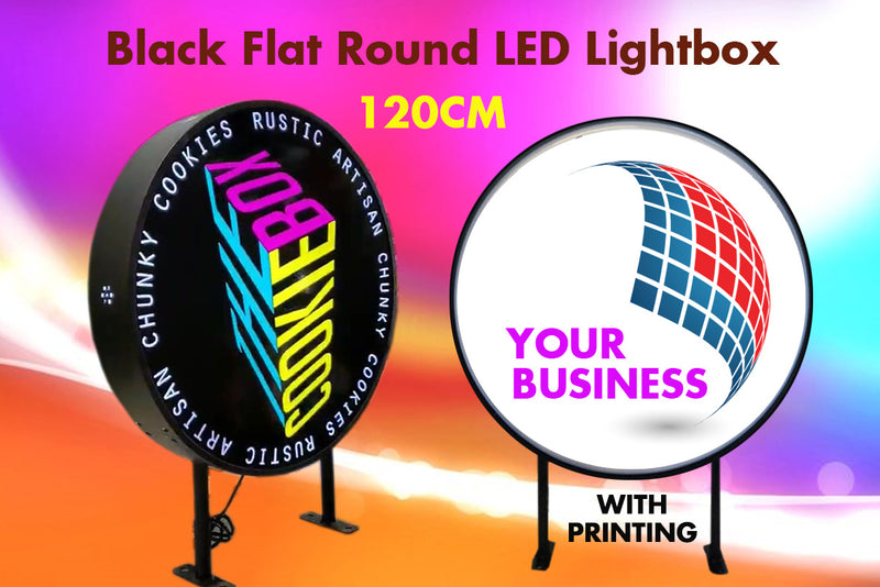 120cm Flat Black Round LED Light box