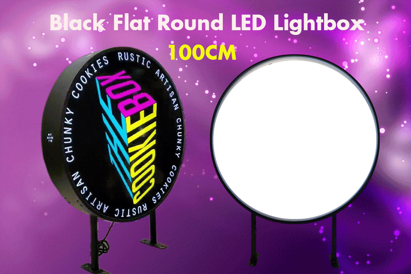 Flat Black Round LED Light box
