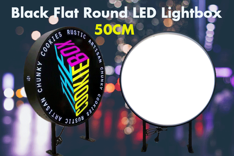 50cm Flat Black Round LED Light box