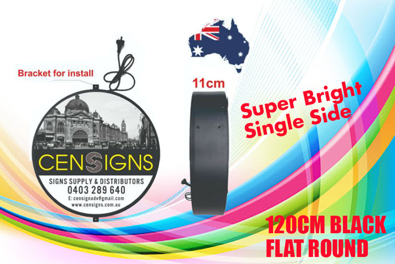 Super Bright Single side Black Flat Round - Wall Bracket LED Lightbox